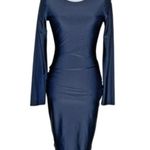Windsor Women's Shiny Smooth Silhouette Round Neck Long Sleeve Mini Dress Small Photo 0