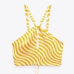 ZARA  White-Orange Printed Crop Top size XSmall EUC Photo 7