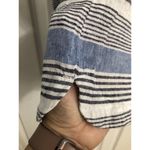 BeachLunchLounge Beach‎ Lunch Lounge Blue White Striped Sleeveless Linen Blend Dress XS Photo 3