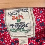 Salt & Pepper Floral Print Boho Ruffle Hem Dress Red Cotton Long Sleeve Size S Photo 4