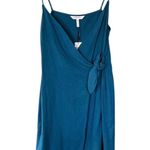 BCBGeneration NWT Linen Wrap Sheath Dress Spaghetti Straps Electric Blue Small Photo 2
