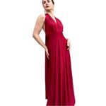 Lulus Lulu’s Red Stretch Jersey Plunge Halter Dramatic Glam Formal Maxi Dress Gown M Photo 1