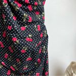 Vintage 90s Cherry Print Swiss Dot Black Wiggle Dress Large Size M Photo 4
