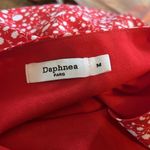 Red and white floral wrap romper, Daphnea paris, ruffles and button, size M Size M Photo 8