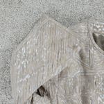 Pamela McCoy Leather‎ Jacket Womens M Cream Silver Animal Print Banded Longline Size M Photo 2