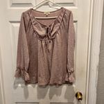 KORI America Women's Size Large Top Pink Lavender Casual Boho Embroidered‎ Photo 1