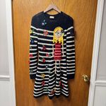 Red Valentino London Kaye Long Sleeve Knit Sweater Dress Stripes Crochet Medium Photo 15