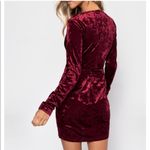 Tobi NWT Wine Red Velvet Deep V Long Sleeve Mini Dress Size XS Photo 2