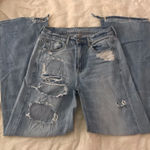 American Eagle  high waist wide leg distressed jean, never won excellent cond Photo 0