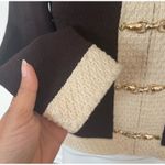 St. John Collection Knit Brown Jacket contrasting trim along the collar Size 8 Photo 4