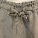 Cloth & Stone Anthro Gray /Green LINEN Paperbag Waist Wide Leg Crop Pants S Photo 1