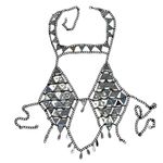 Dolls Kill RAVE WONDERLAND  Iridescent Gem Jewelry Crop Top Crystal Chain Bra Photo 12