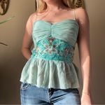 Muse Teal Silk Flowy Top Blue Size 14 Photo 5