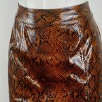 EXPRESS x Negin Mirsalehi Brown Snakeskin Print Faux Leather Midi Skirt Size 2 Photo 3