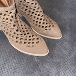 Jeffrey Campbell Tan Perforated Suede Block Heel Ankle Boots Size 8 Photo 3