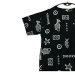 Vintageā Women's Tropical Print Black T Shirt Oversized Crew Neck Beach One Size Size undefined Photo 3