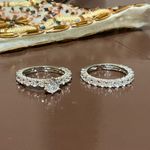 2pcs Women'S Set Ring with 6 Claw Setting Round Synthetic Zirconia Silver Photo 1