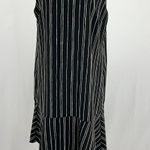 Who What Wear Asymmetrical Ruffled Hem Striped Dress Black White Size Large Photo 4