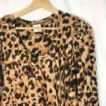 CAbi Selma Brown Animal Print Cinched Waist Long Sleeve Midi Dress S #4216 Photo 2