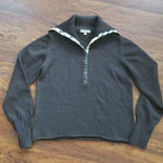 Burberry  Womens Brown Knit Turtleneck Quarter Zip Pullover Sweater Size Large Photo 0