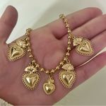 Gold Heart Multi Charm Pendant Beaded Necklace Photo 3