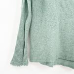 Lucky Brand Womens Rayne Frayed Semi Sheer Wool Blend Knit Sweater Size M Green Photo 4