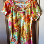 Caribbean Joe  Multicolor Floral Short Sleeve Top large Photo 0