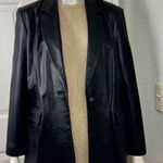 Apostrophe  Black Business Soft Leather Women's Casual Blazer Size 14P Photo 0