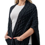 Aran Shawl Wrap With Pockets Black Cable Photo 0