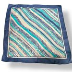 Vintage Totes Rain Scarf Water Repellent Acetate Crepe Blue Teal Beige Accessory Tan Photo 0