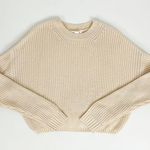 Elodie  Cropped Crewneck Pullover Knit Sweater in Cream | Size XL Photo 1