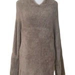 EXPRESS Taupe Teddy Hooded Plush Bell Sleeve Sweater Dress Women's Size Large Photo 0