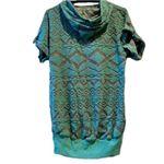 Miss Chievous Vintage aqua & gray terry cloth short sleeve hip length hoodie size medium Y2K Photo 1