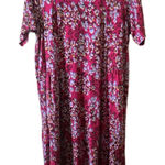 LOGO By Lori Goldstein LOGO Lori Goldstein Midi Dress Large Pink Floral Printed Short Sleeves Pink Photo 0