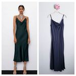 ZARA  Drape Neck Satin Slip Dress Photo 1