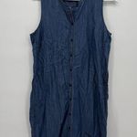 J.Crew Chambray Denim Button Front Mini Dress Tie Belt Size Medium Cotton Blue Photo 0