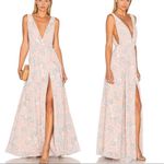Lovers + Friends  Wrap Maxi Dress Womens 4 Beige Floral Plunge‎ Double V Neck Photo 1