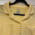 L.L. Bean Size M Long Sleeve Yellow White Stripe Button Down Collared Pajama Top Size M Photo 4
