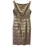 London Times  Satin Tiered Sleeveless V Neck Zip Back Cocktail Dress Womens 4 Photo 8