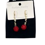 Sterling Silver Red Crystal Cubic Zirconium Drop Dangle Earrings NEW Prom Party Photo 1