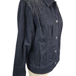 Chico's CHICO’S 3 Platinum Embellished BLING Black Denim Jacket XL w/ Rhinestones NWOT Photo 3
