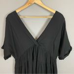 Talulah Dress Babydoll Esme Black Deep V-Neck Front Back Mini Short Sleeve Large Photo 5