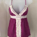 Xhilaration purple white lace babydoll cami top blouse Size M Photo 0