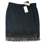 Ann Taylor  Black Beaded Fringe Stretch Ponte Pencil Skirt size 8 NEW Tags Photo 0