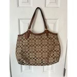 Coach Signature Stripe City Tote Large Khaki & Fuschia Shoulder Bag F31444 hobo Photo 1