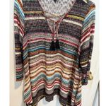 New Directions Women 3X Pullover Lace Up Front Boho Striped Knit Sweater Top NWT Brown Size undefined Photo 0