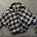 SheIn Black & White Plaid Batwing Button Up Shirt | Top Photo 0