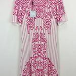 Ming Wang Jacquard Knit Dress Pink Floral Placement Printed A Line XS NWT Photo 1
