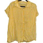 Old Navy Button-Front Gingham Shirt for Women  yellow and white summer top XXL Photo 1