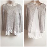 mm mm mm lace split back scoop neck pullover long sleeve knit sweater Size L Photo 1